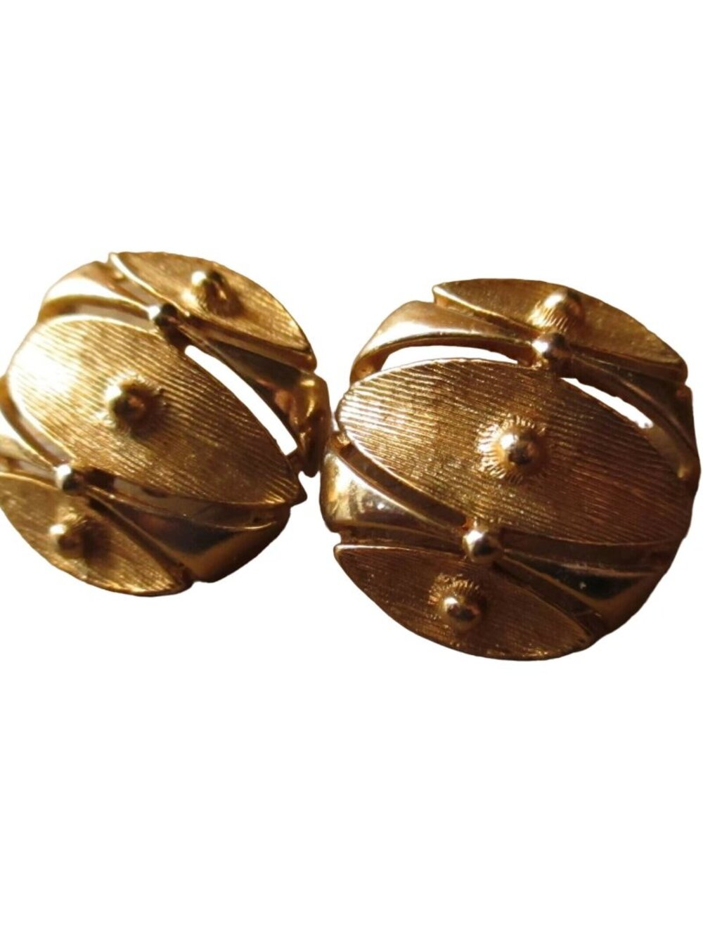 Vintage Clip-On Earrings Sarah Coventry Gold-Tone Textured Oval Retro Jewelry